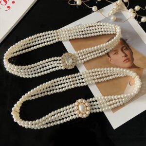 4-Row Pearl Chain with Flower Crystal Belt