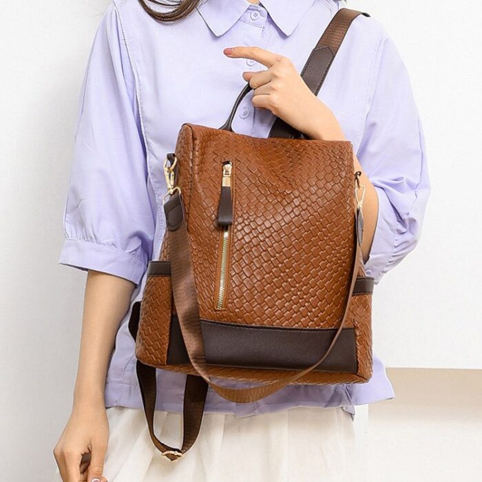 Retro HQ Waterproof Leather Backpack for Ladies - Image 3