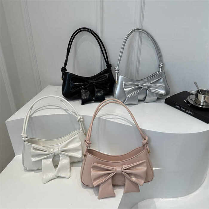 Stylish PU Leather Bow Shoulder Bag