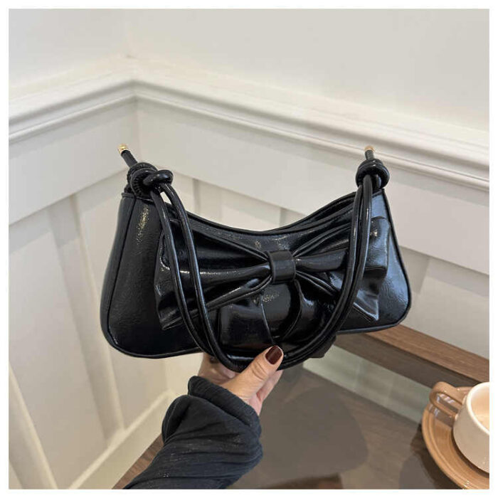 Stylish PU Leather Bow Shoulder Bag - Image 5