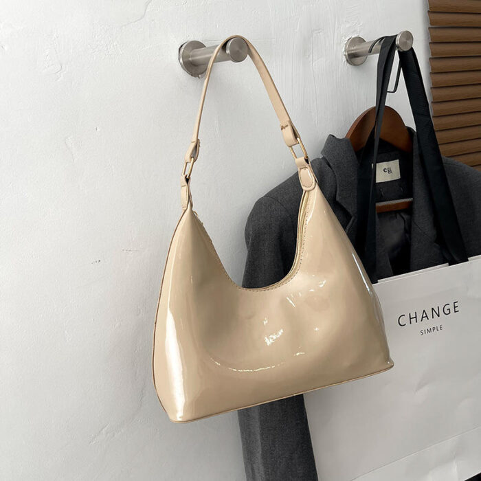 Solid Color Retro  Leather Cheap Tote Bag - Image 3