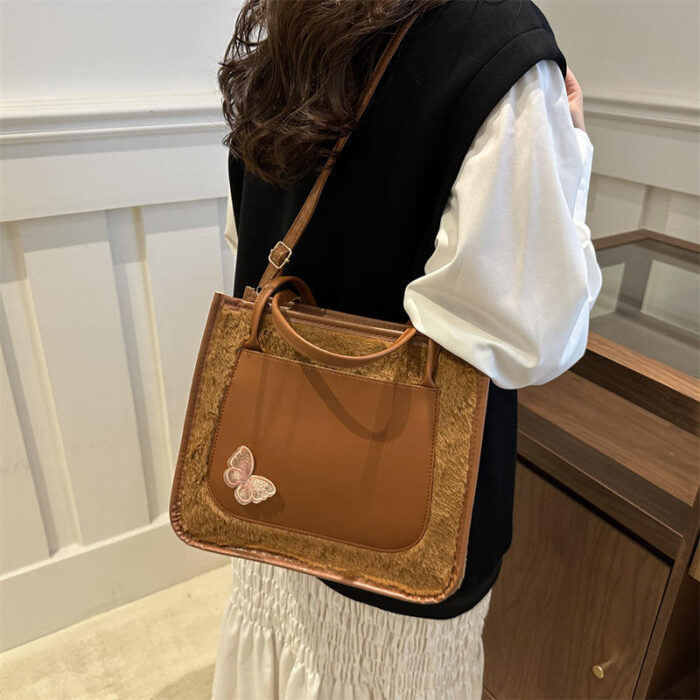 Maomao Stitching Large Capacity Casual Hand Crossbody Shoulder Bag - Image 4
