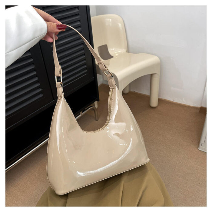 Solid Color Retro  Leather Cheap Tote Bag - Image 5