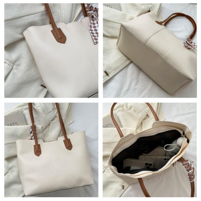 Stylish Leather Large Capacity Tote Bag - Image 6
